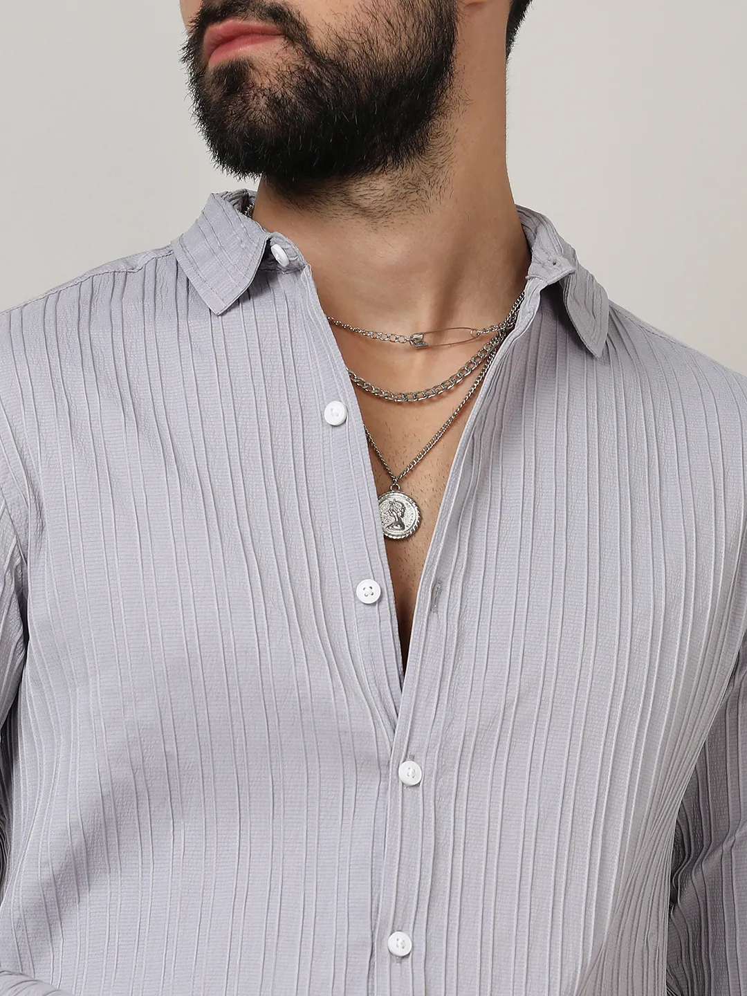 Self-Design Striped Shirt - Image 8