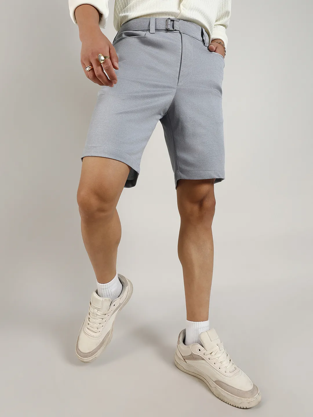 Solid Tailored Shorts - Image 2