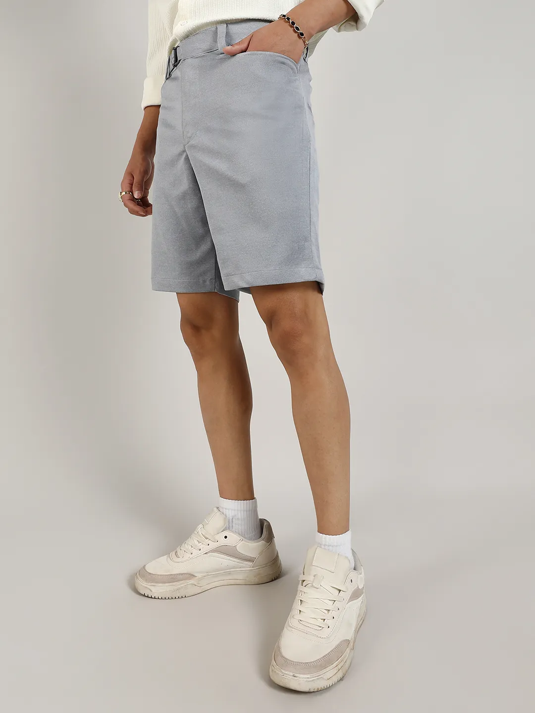 Solid Tailored Shorts - Image 3
