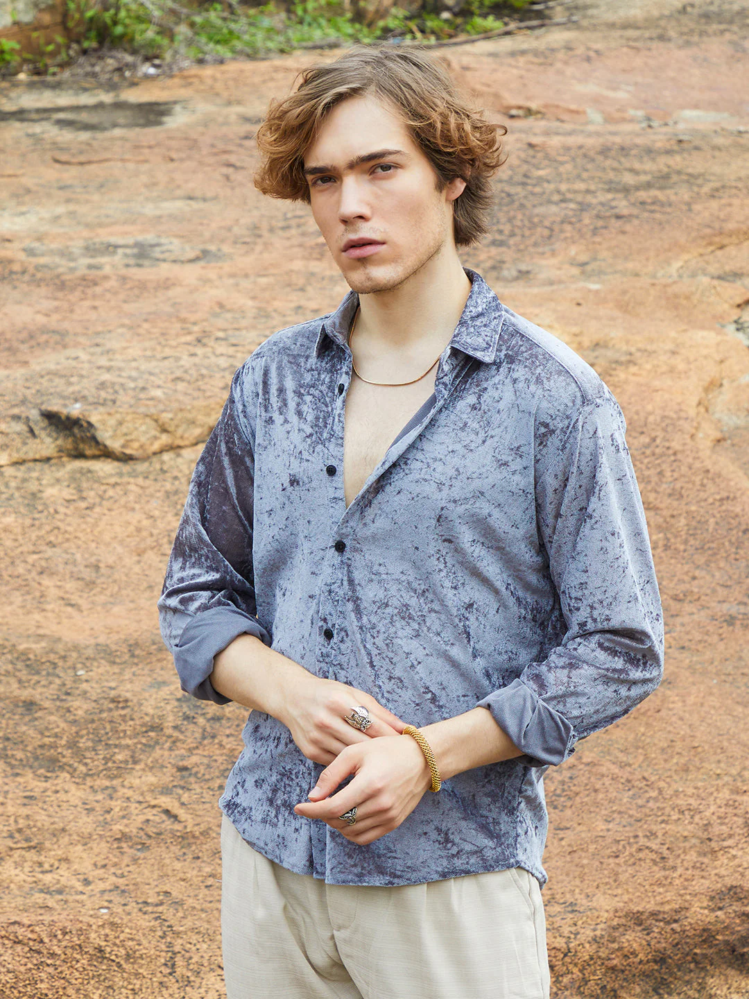 Solid Velvet Shirt - Image 2