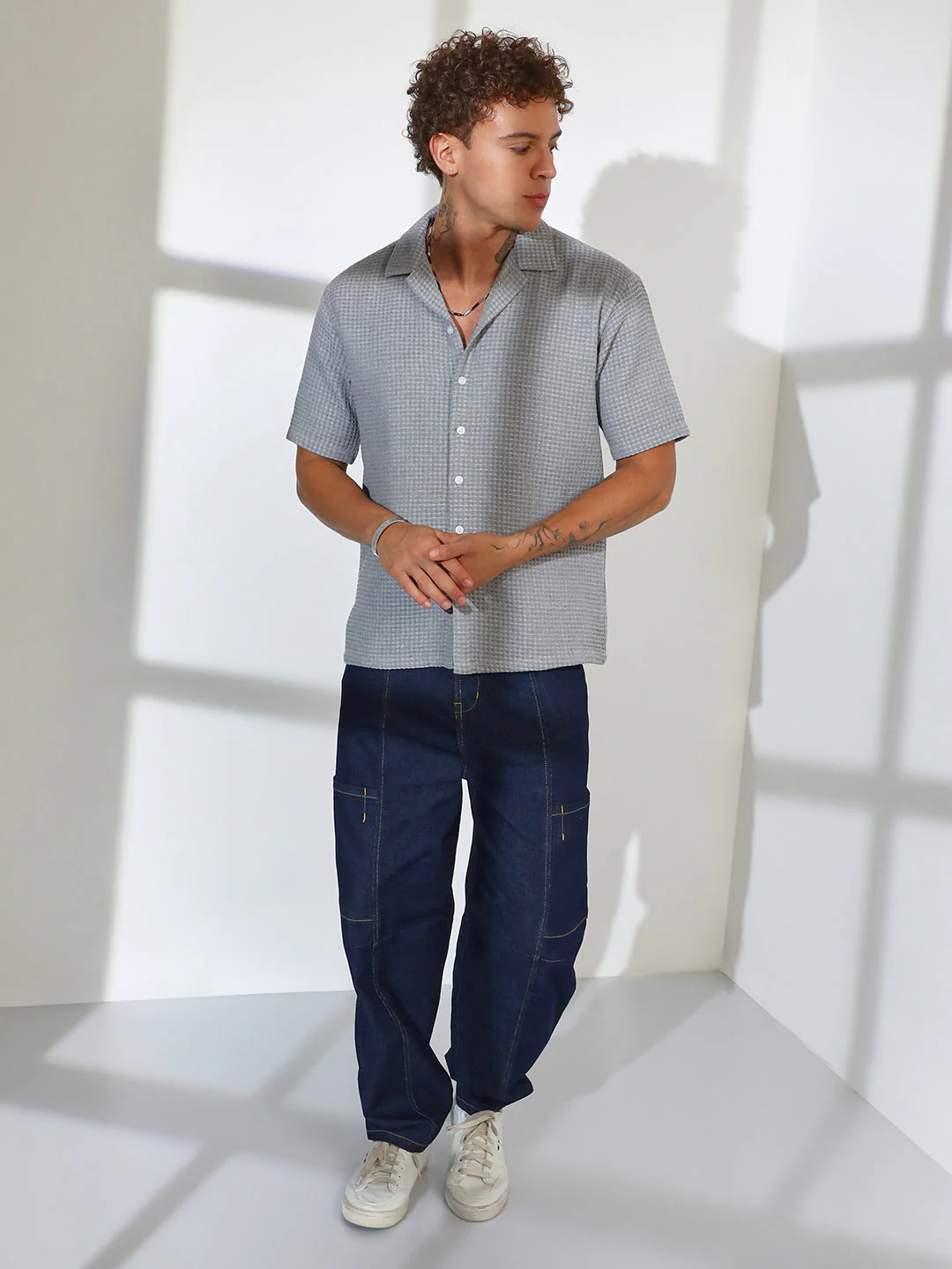 Waffle-Knit Oversized Shirt - Image 5
