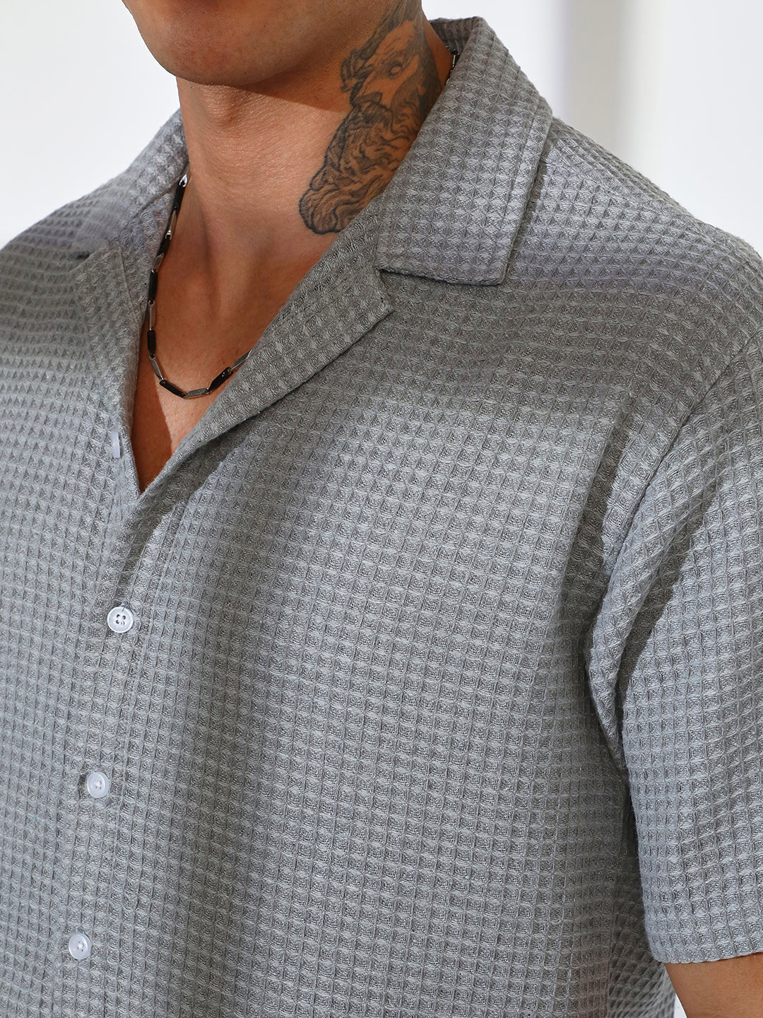 Waffle-Knit Oversized Shirt - Image 7
