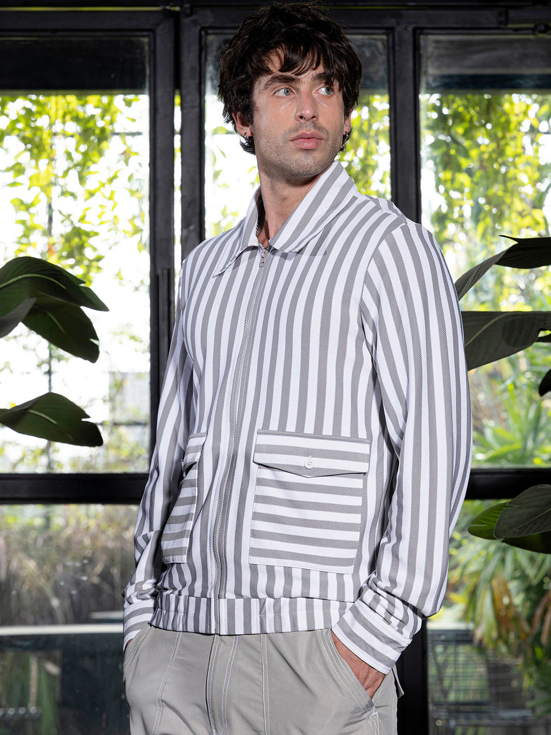 Zip-Front Candy-Striped Jacket - Image 3