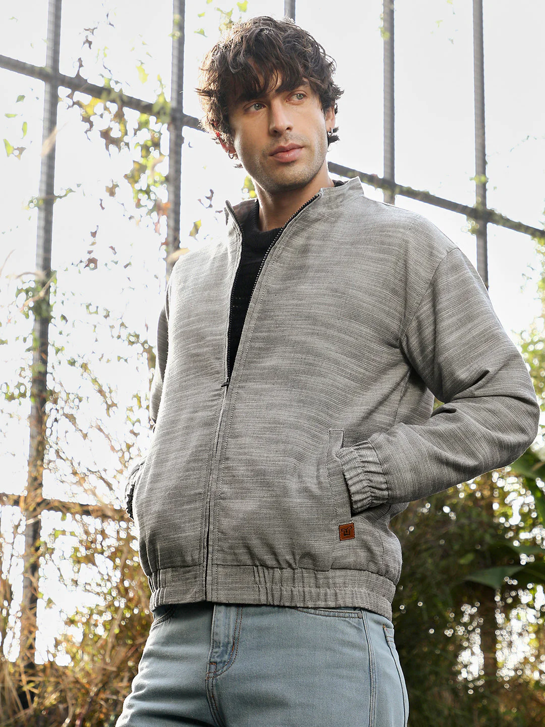 Zip-Front Heathered-Knit Jacket - Image 3