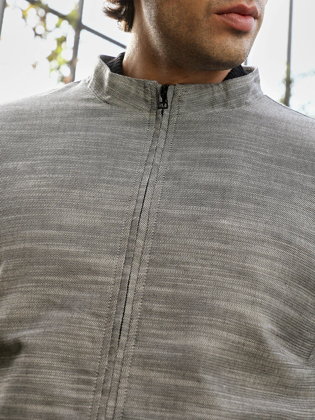 Zip-Front Heathered-Knit Jacket - Image 7