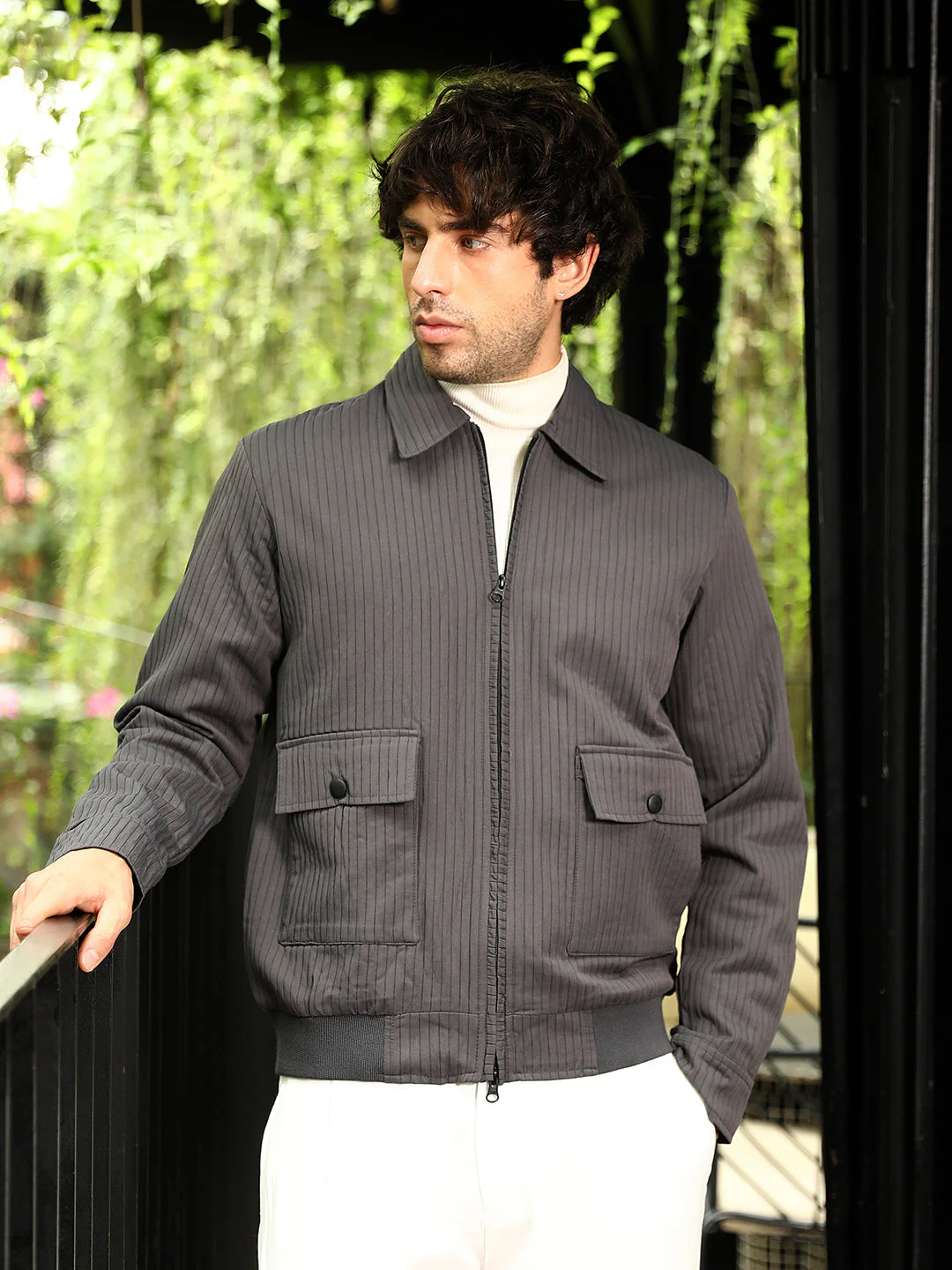 Zip-Front Lined-Tactile Jacket - Image 2