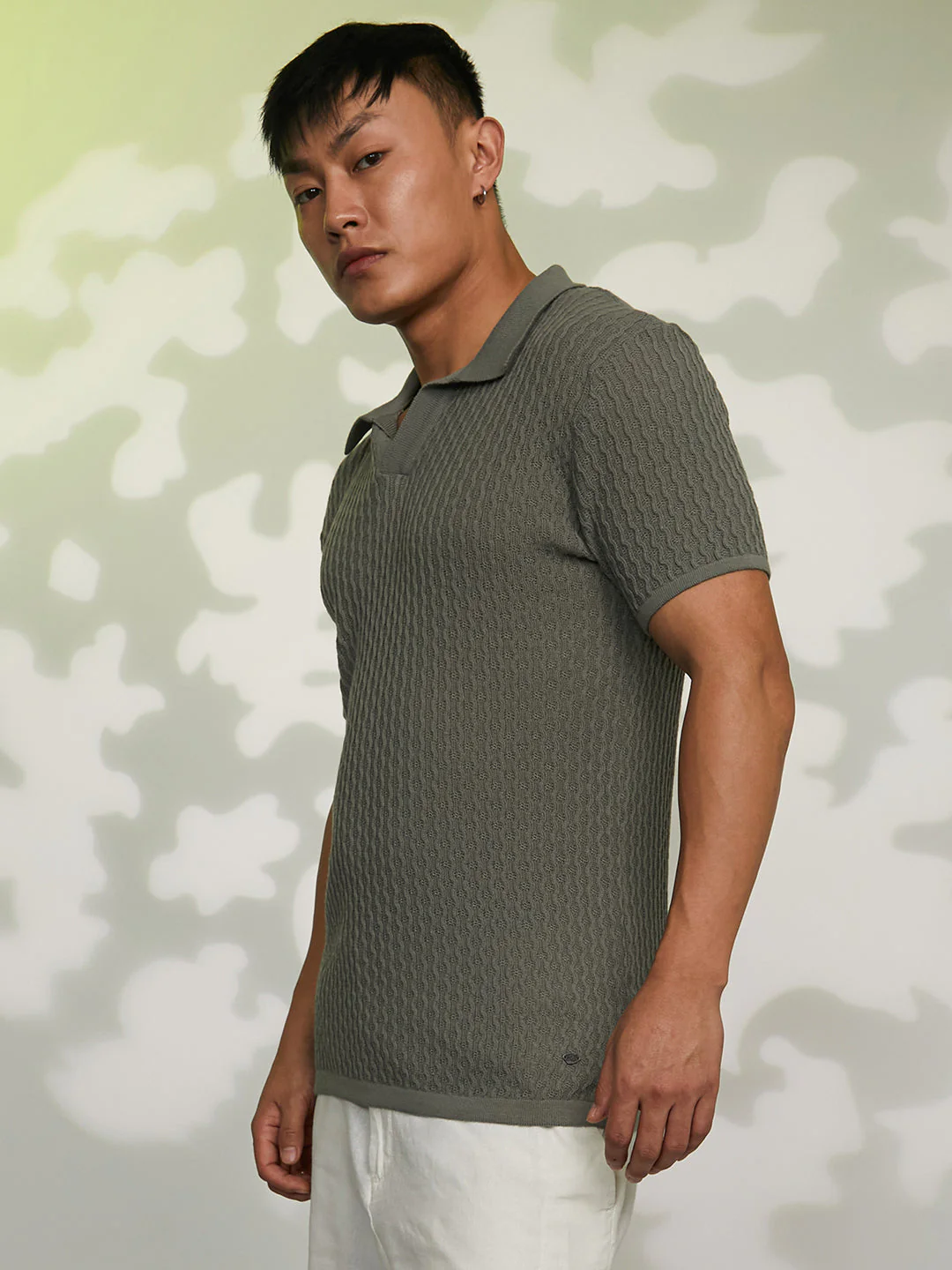 Swirl-Textured Polo T-Shirt - Image 3