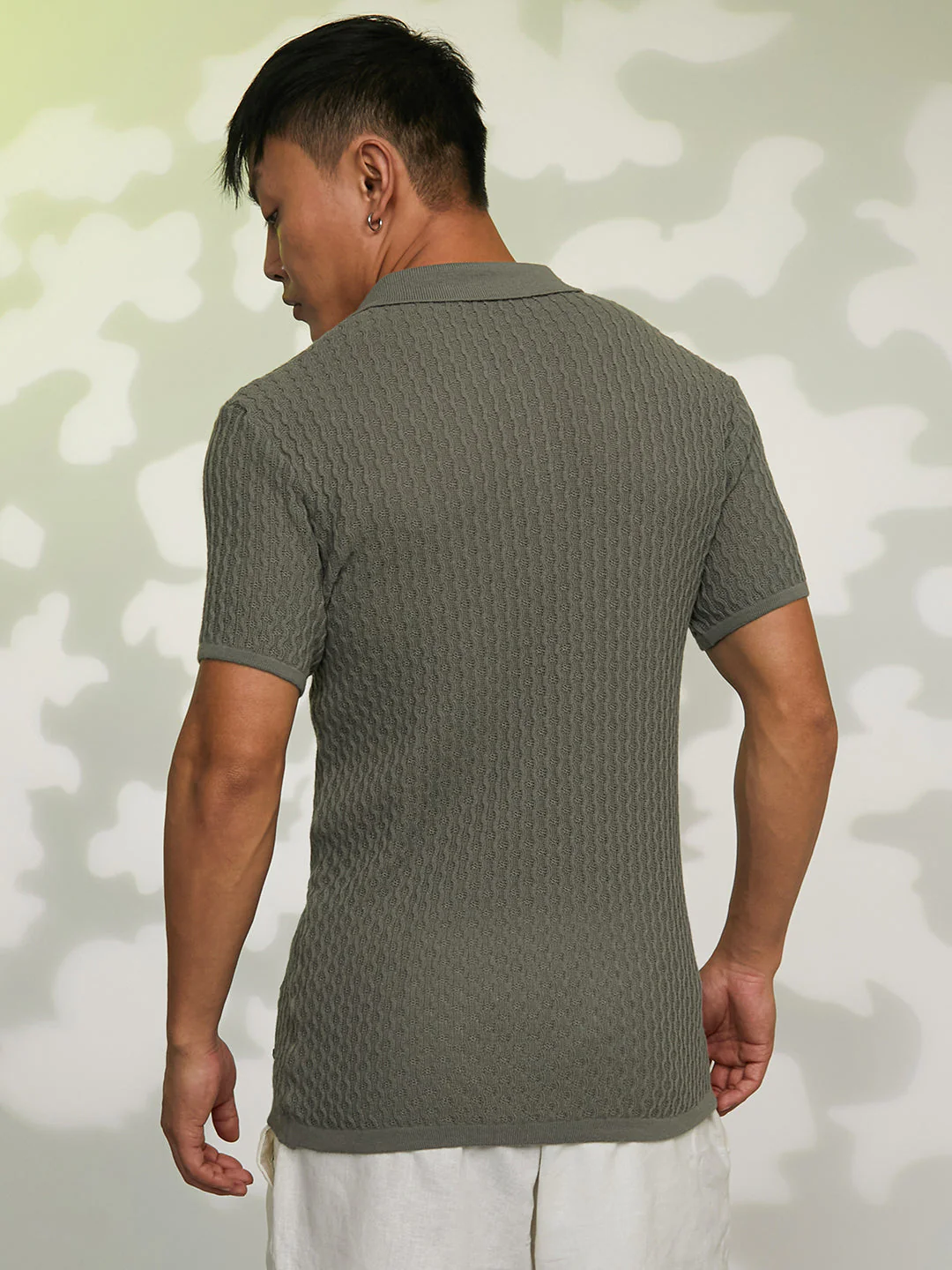 Swirl-Textured Polo T-Shirt - Image 4