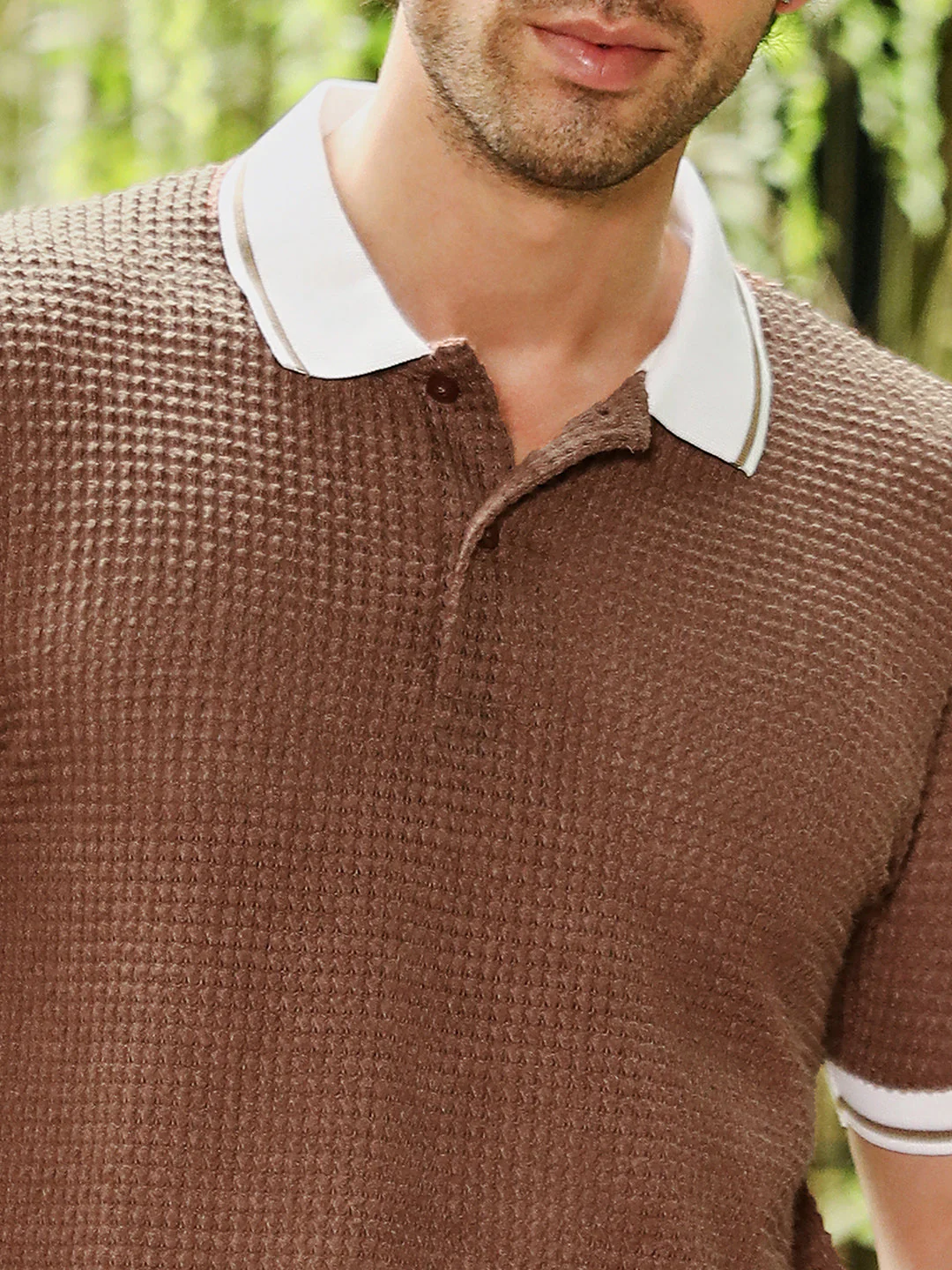 Contrast-Knit Polo T-Shirt - Image 7