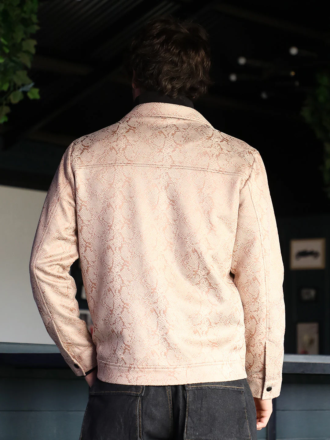 Reptilia-Jacquard Biker Jacket - Image 4