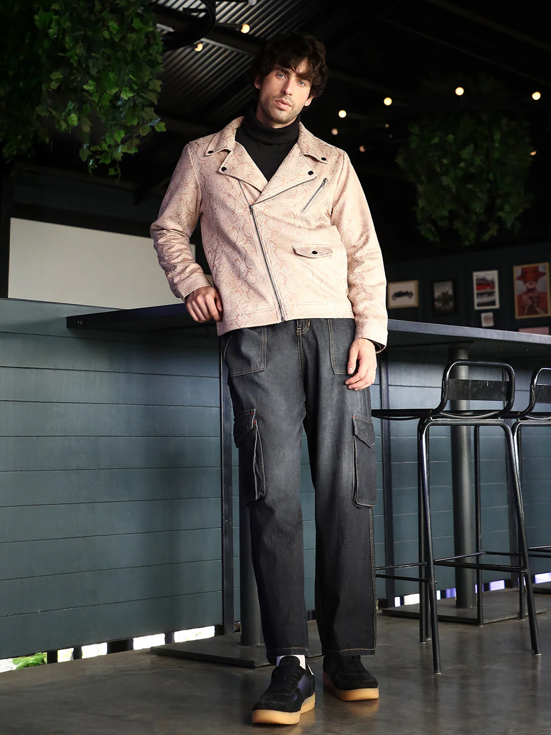 Reptilia-Jacquard Biker Jacket - Image 5