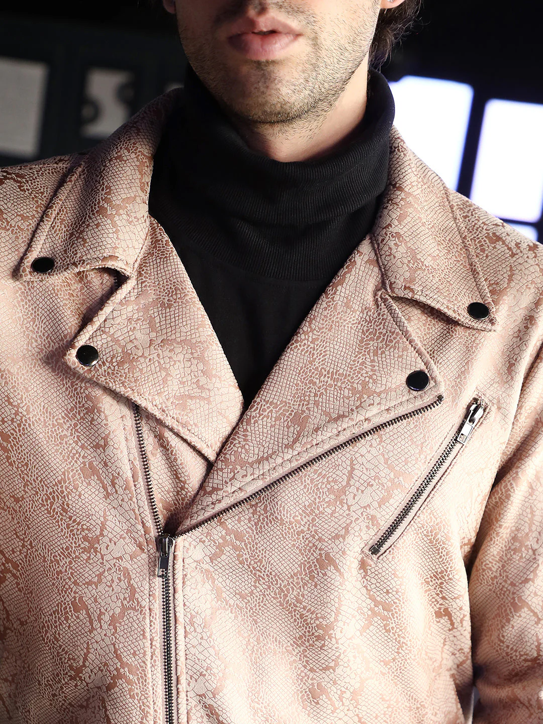 Reptilia-Jacquard Biker Jacket - Image 7