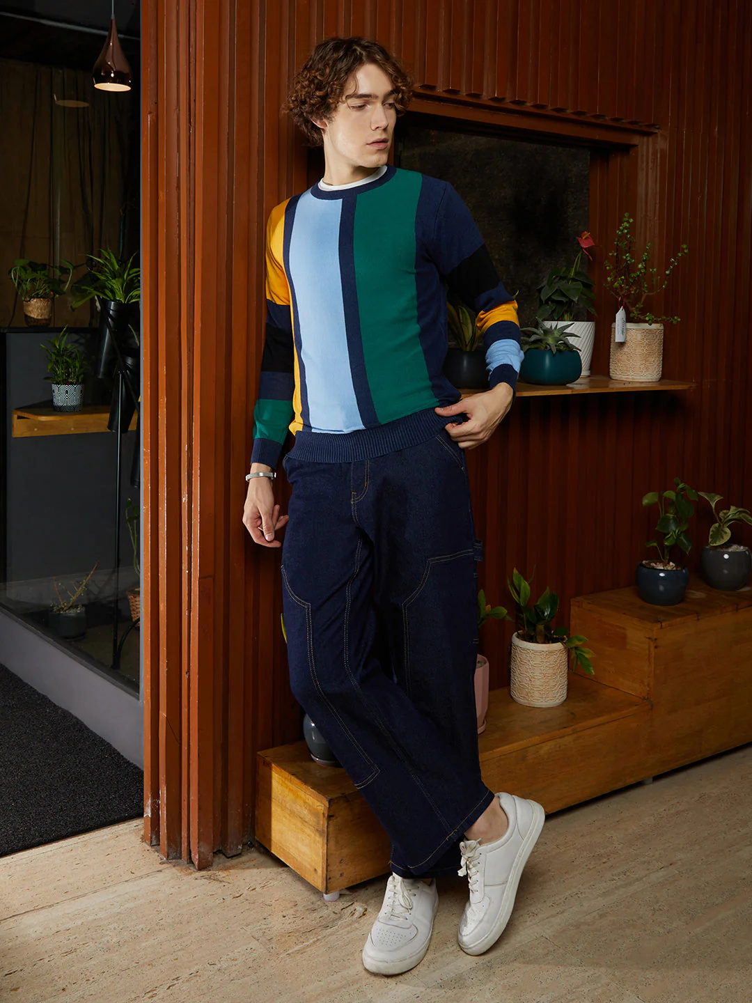 Contrast Panel Pullover Sweater - Image 5