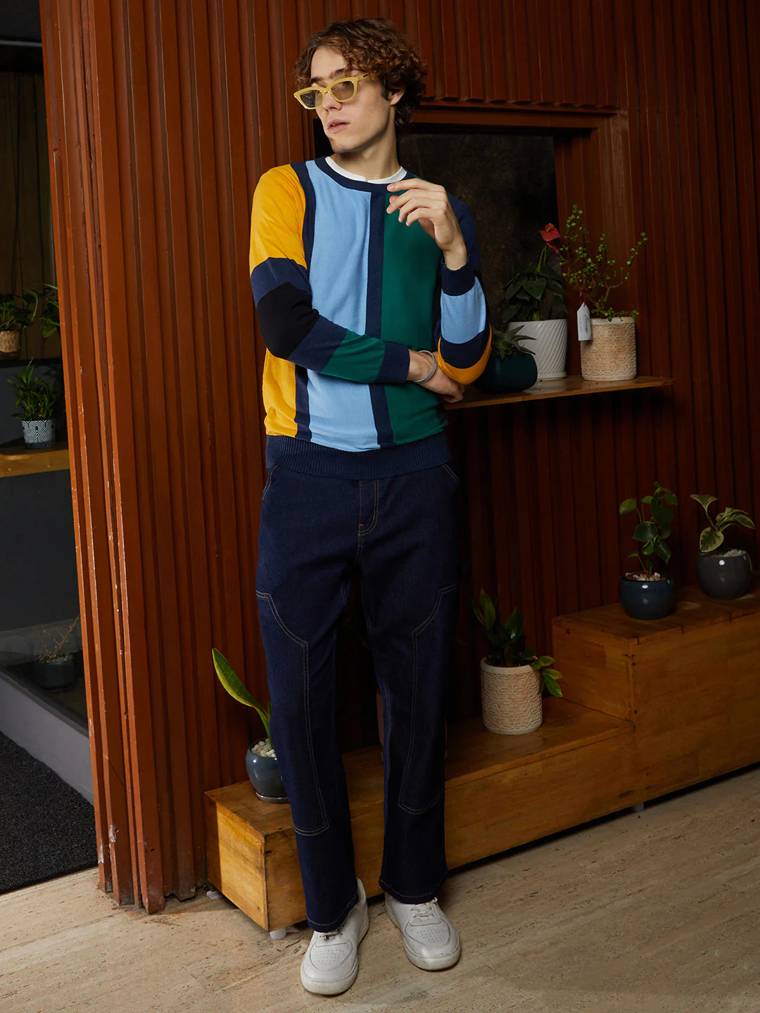 Contrast Panel Pullover Sweater - Image 6