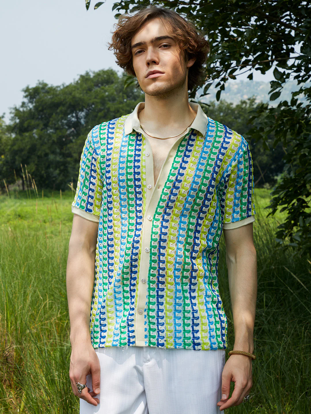 Loop-Stripe Knit Shirt - Image 2