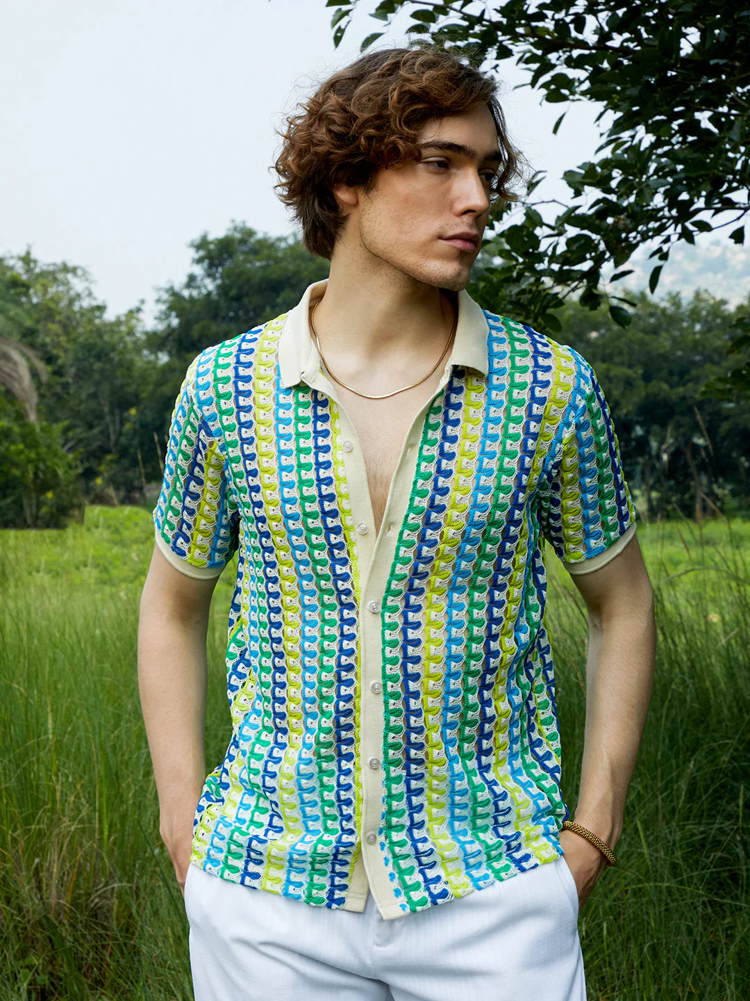 Loop-Stripe Knit Shirt - Image 3
