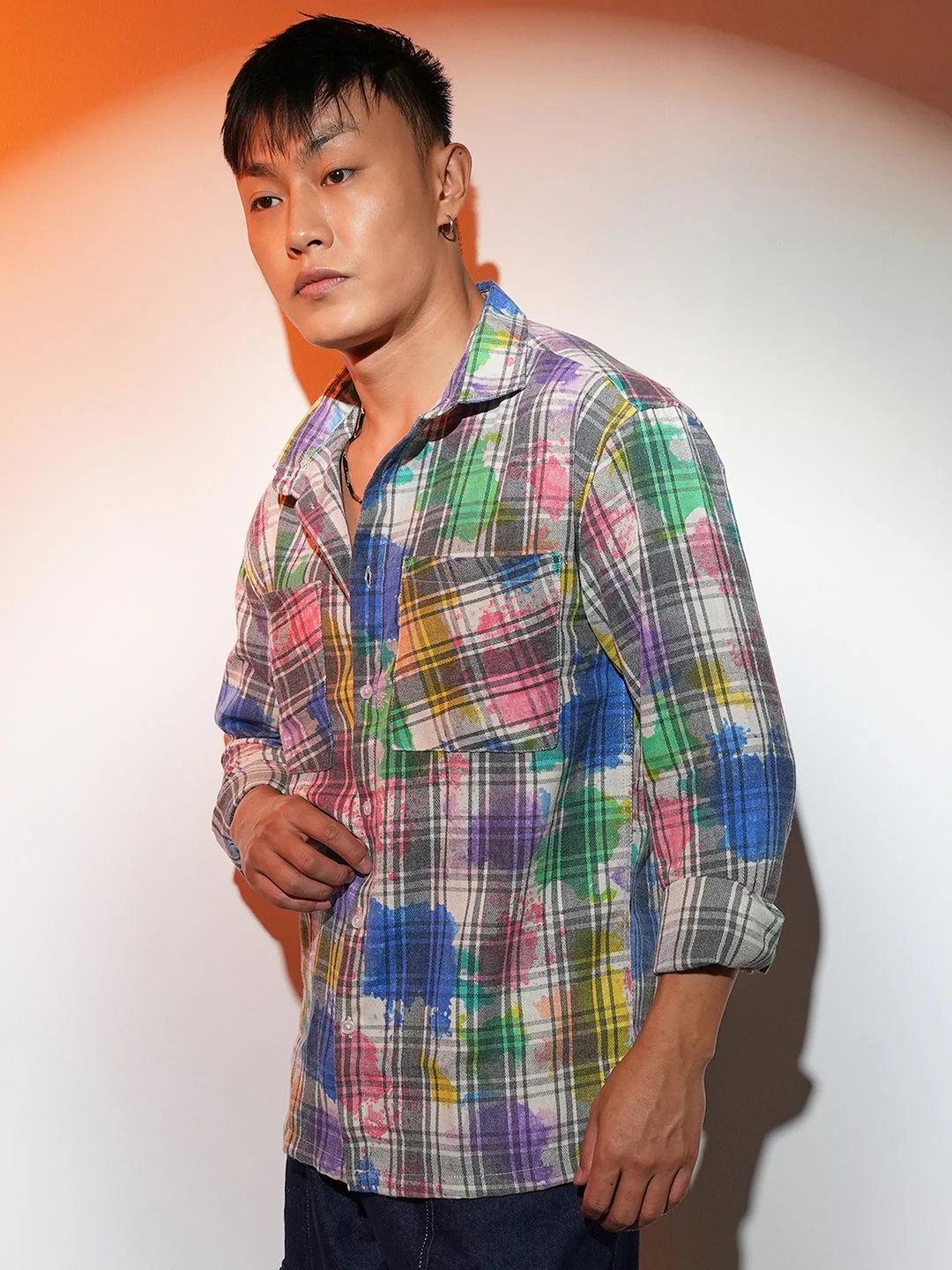 Splash Plaid Oversized Shirt - Image 3