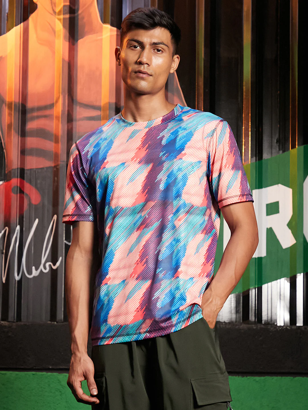 Vertical Abstract Activewear T-Shirt - Image 2