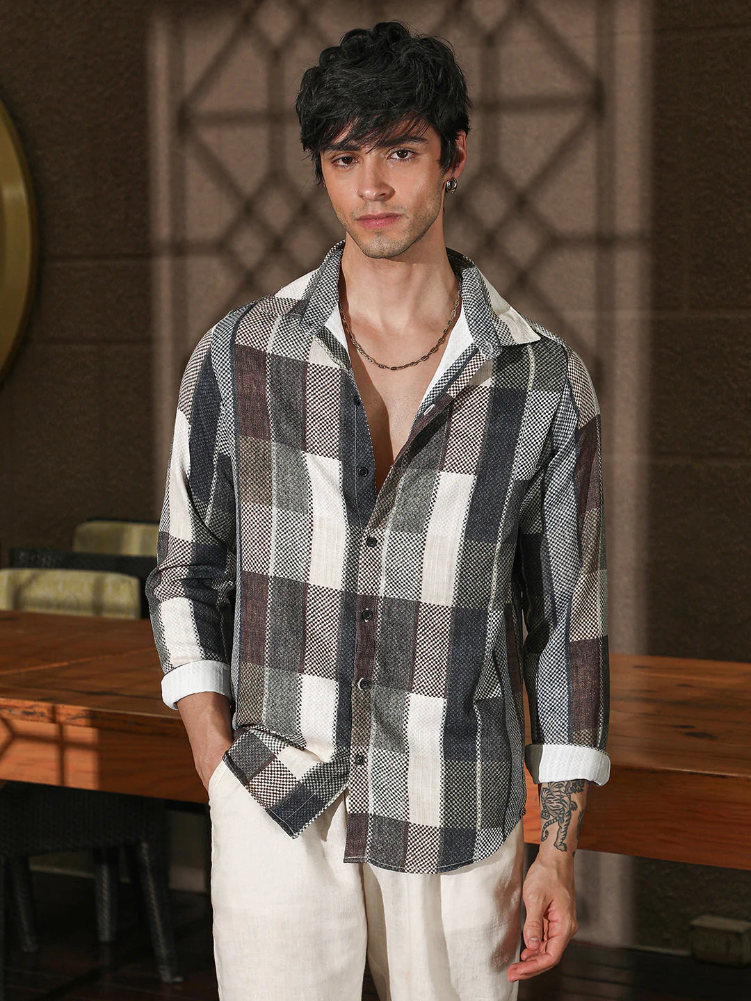 Woven-Block Oversized Shirt - Image 2