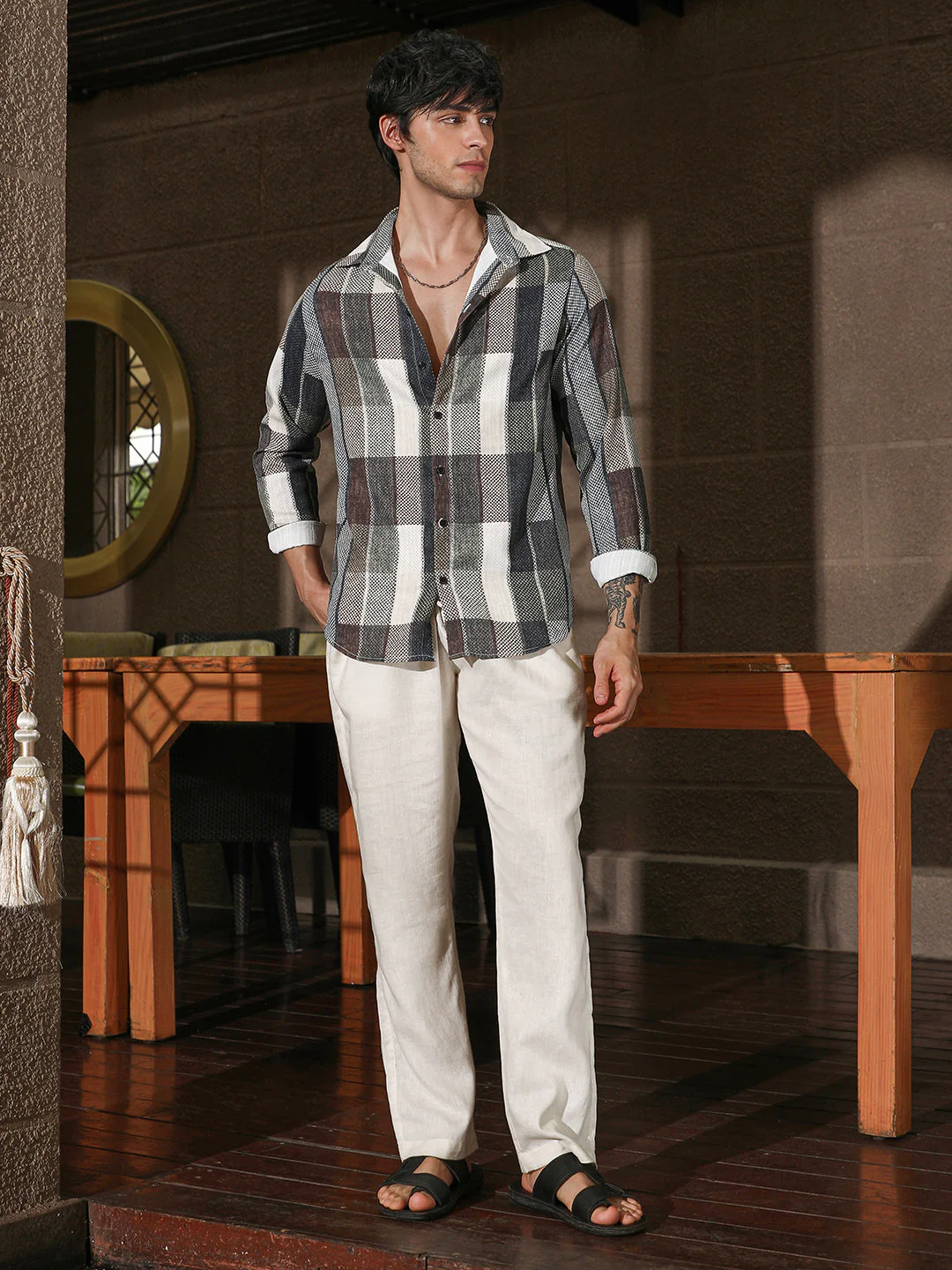 Woven-Block Oversized Shirt - Image 5
