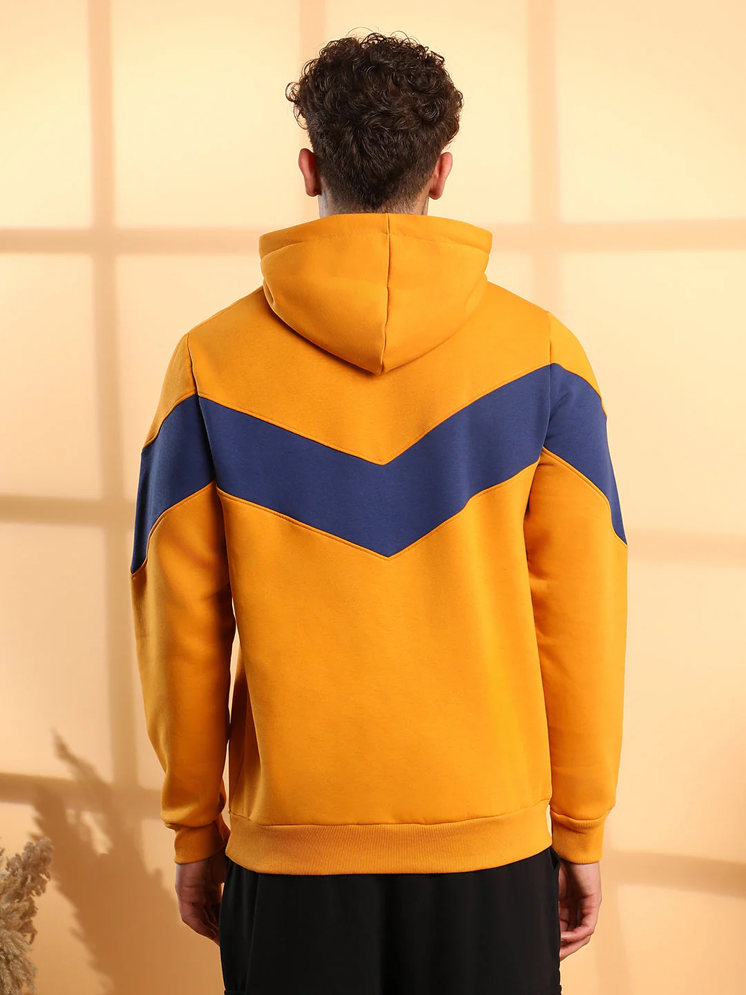 Men's Contrast Panel Hoodie With Ribbed Hem - Image 4