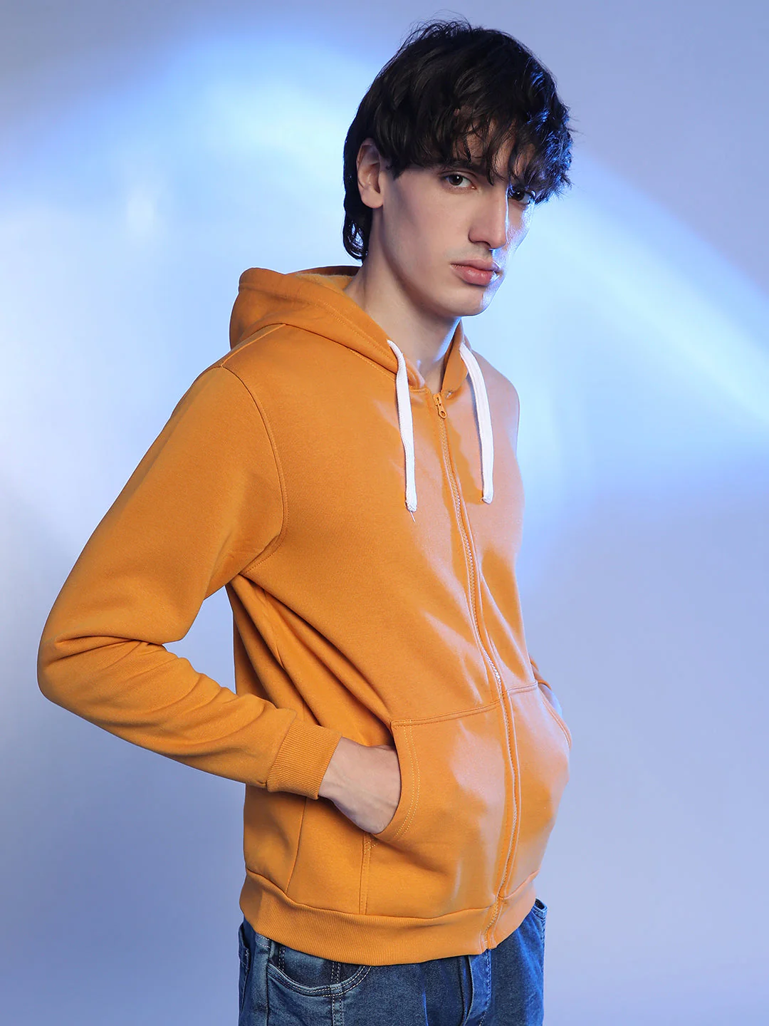 Zip-Front Hoodie With Contrast Drawstring - Image 3