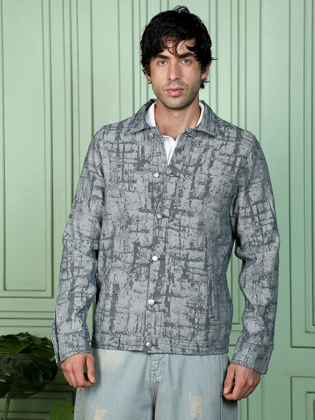 Abstract Jacquard-Denim Jacket - Image 2