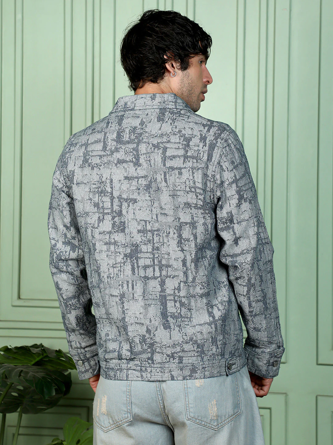 Abstract Jacquard-Denim Jacket - Image 4