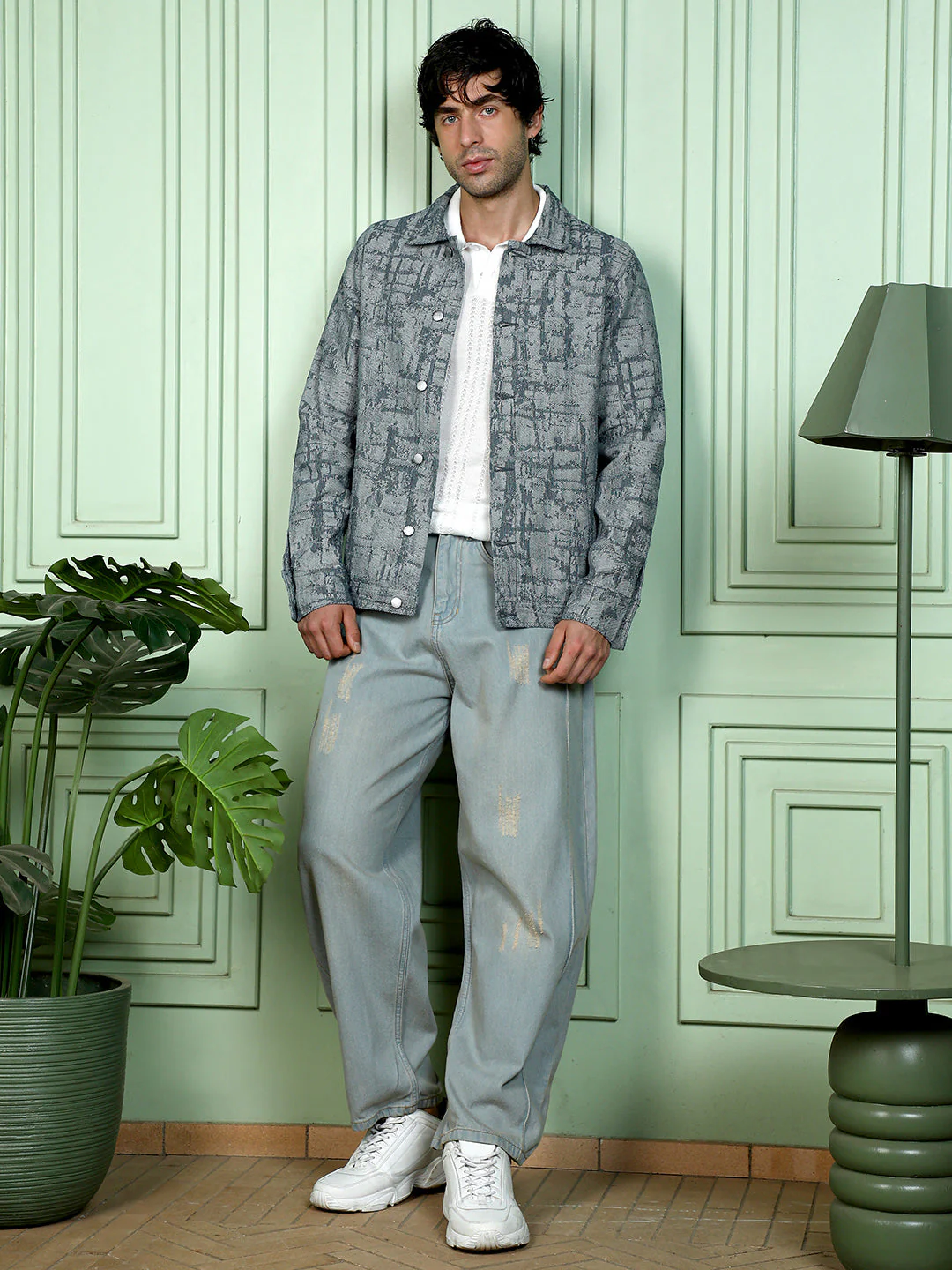 Abstract Jacquard-Denim Jacket - Image 6
