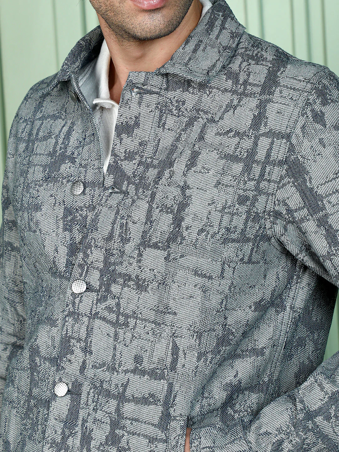Abstract Jacquard-Denim Jacket - Image 7