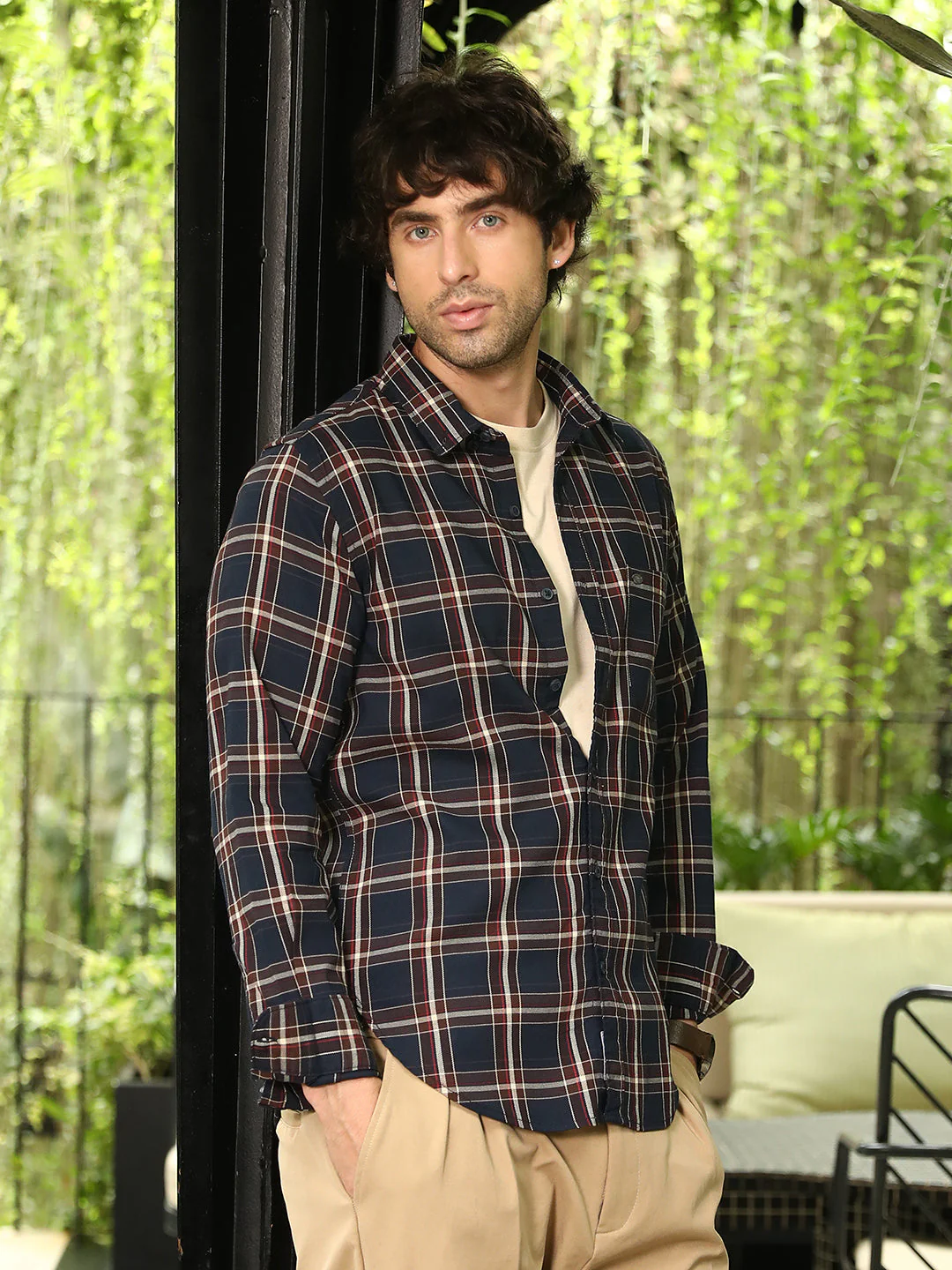 Button-Down Tartan-Plaid Shirt - Image 3