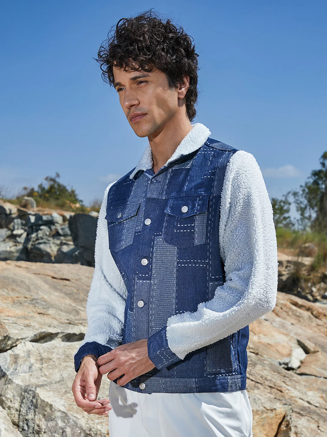 Fleece Block Denim Jacket - Image 3