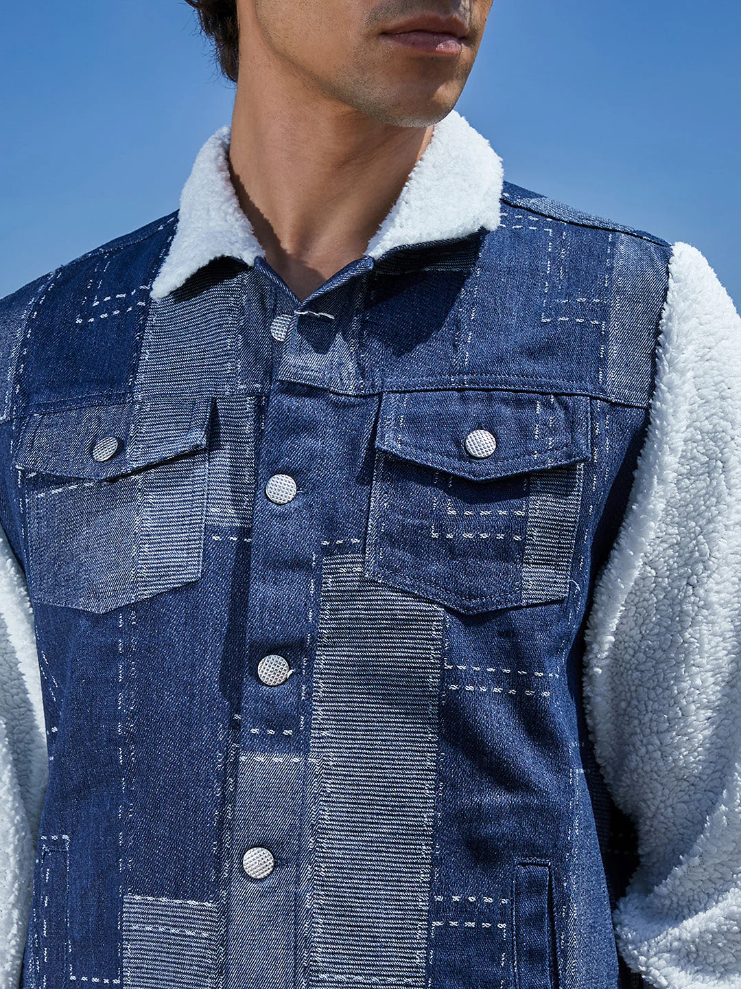 Fleece Block Denim Jacket - Image 7