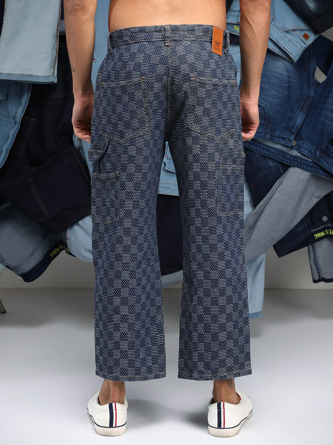 Checker Baggy Utility Denim Jeans - Image 4