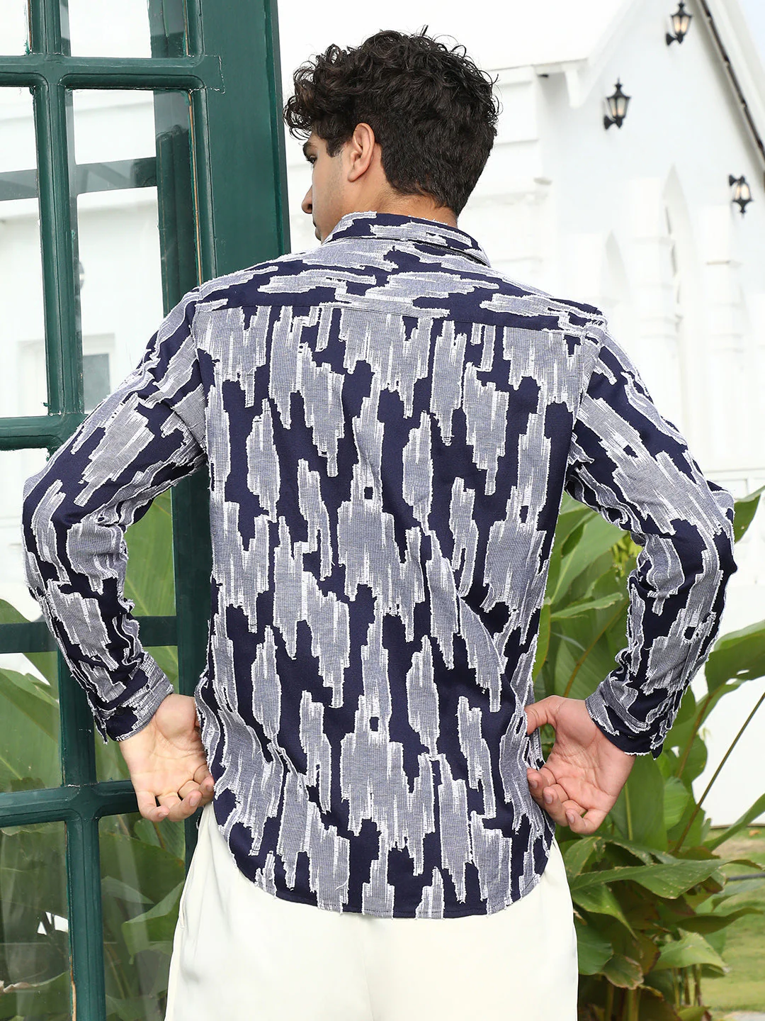 Contrast-Abstract Jacquard Shirt - Image 4
