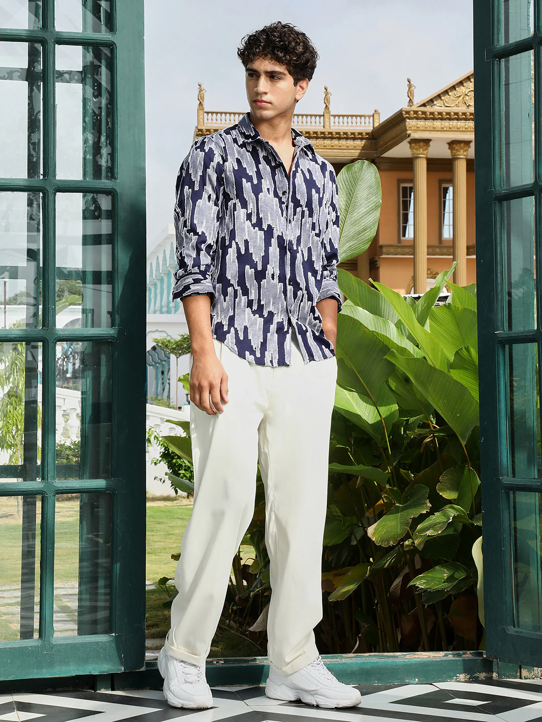 Contrast-Abstract Jacquard Shirt - Image 5