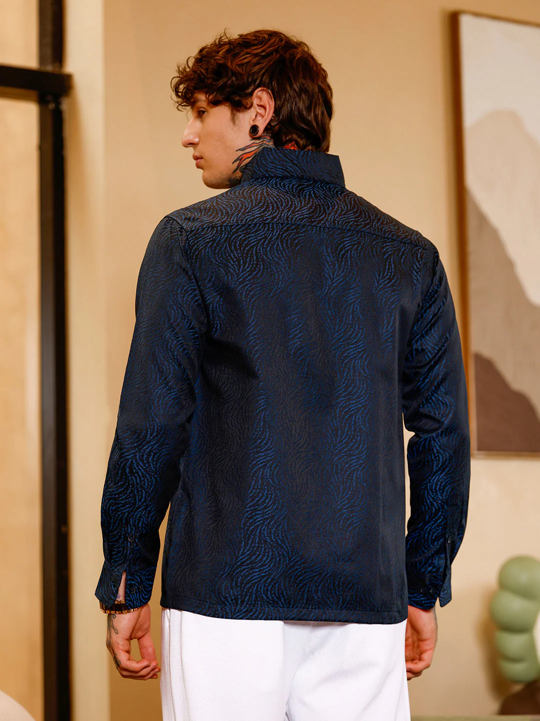 Contrast-Streaks Jacquard Shirt - Image 4