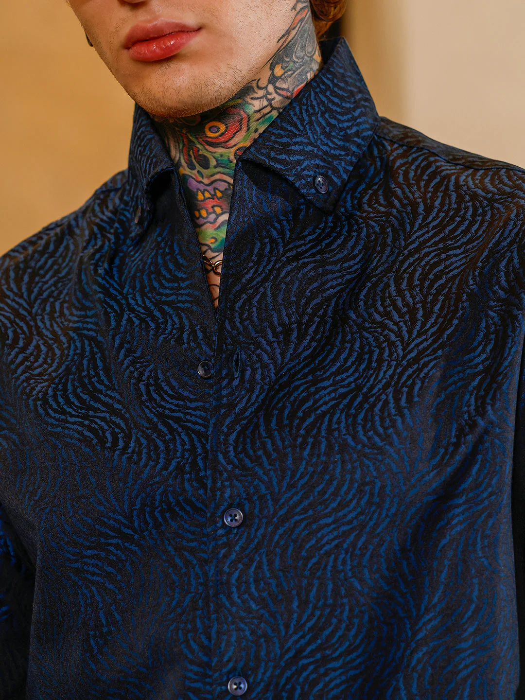 Contrast-Streaks Jacquard Shirt - Image 7