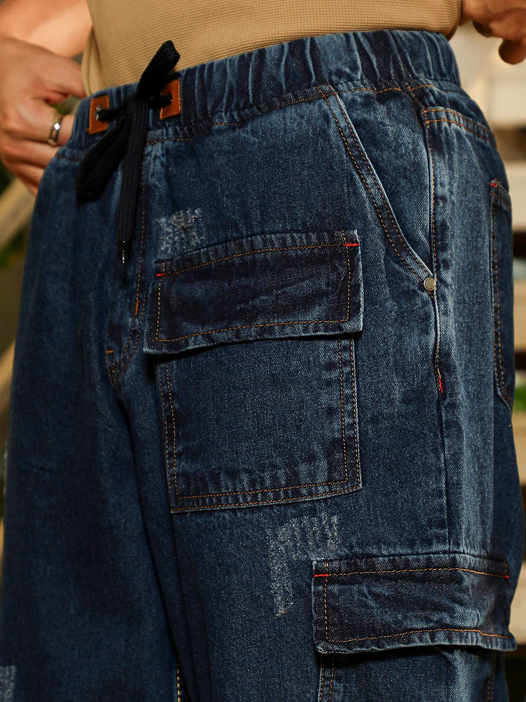 Dark-Wash Utility Denim Jeans - Image 8