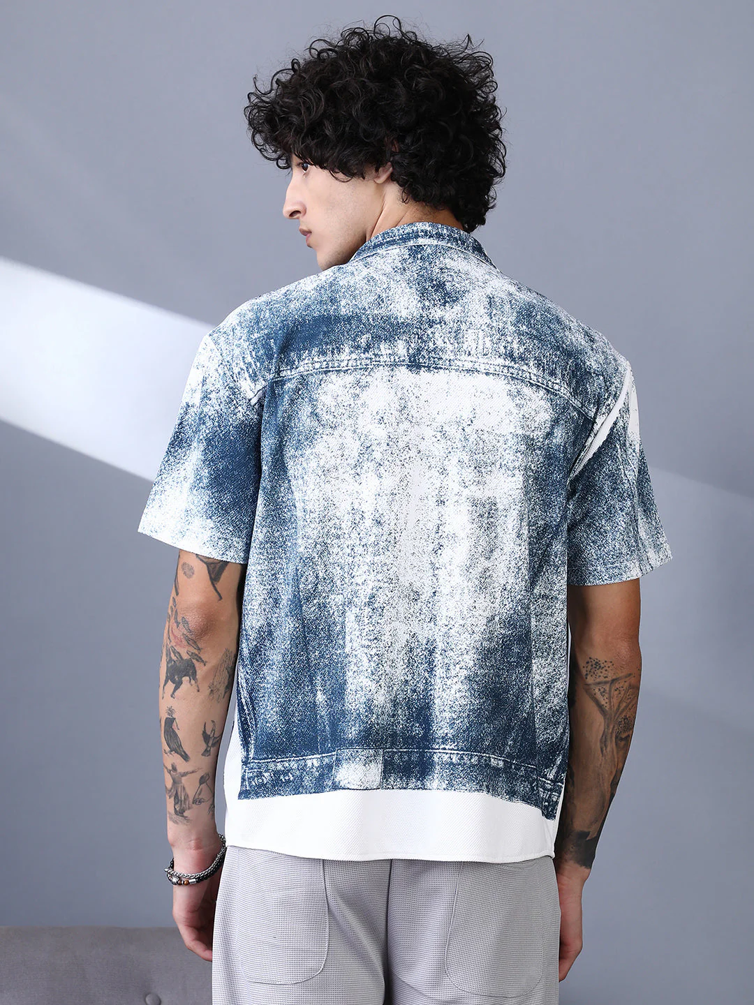 Denim-Imprint Relaxed Shirt - Image 4
