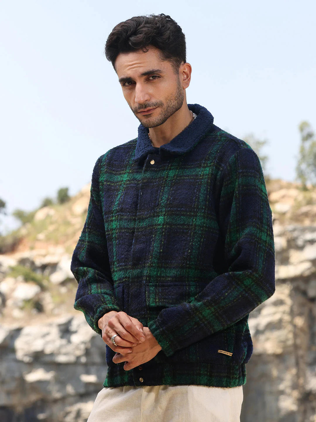 Tartan Plaid Jacket With Fleece Collar - Image 3
