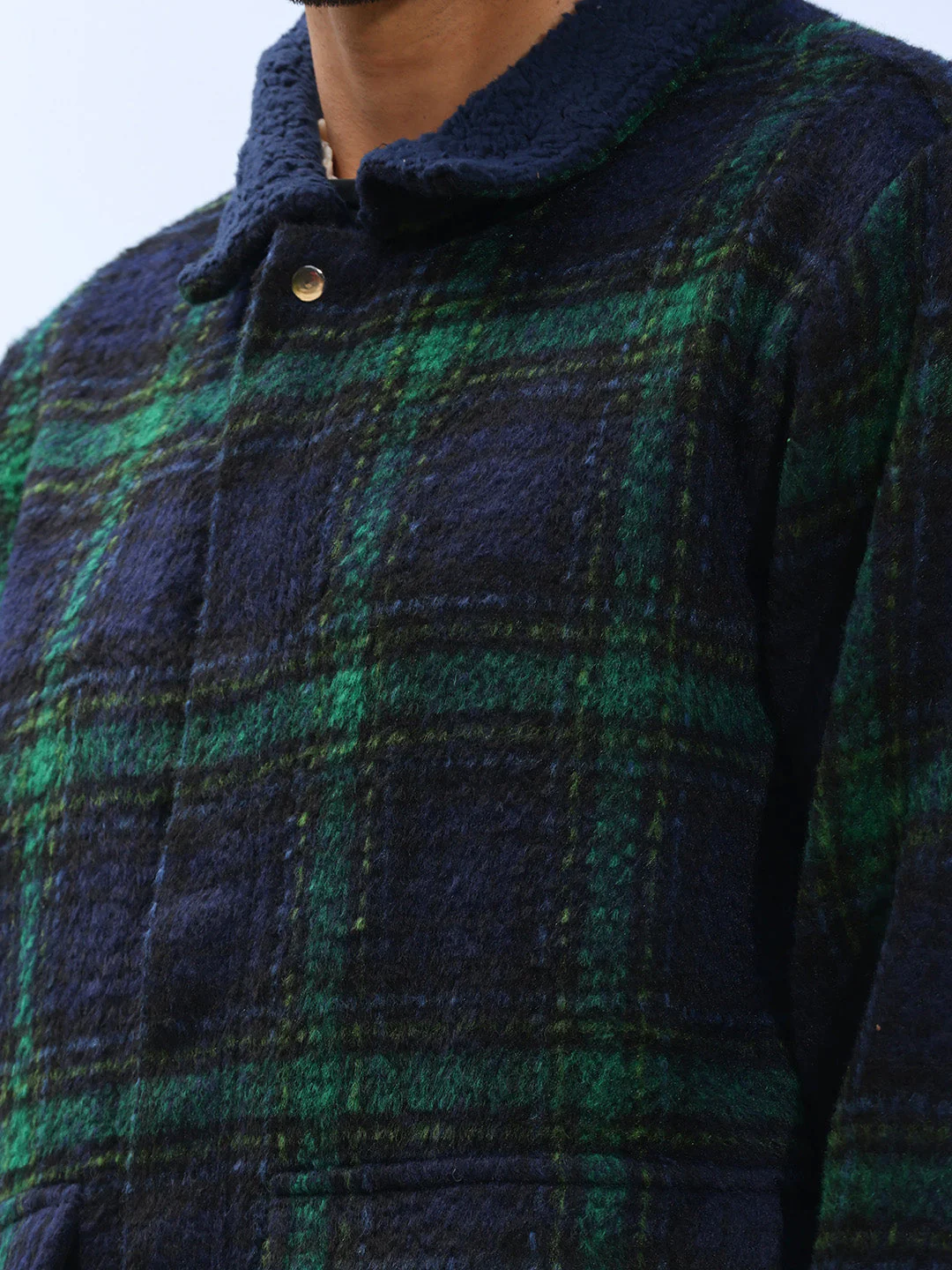 Tartan Plaid Jacket With Fleece Collar - Image 7