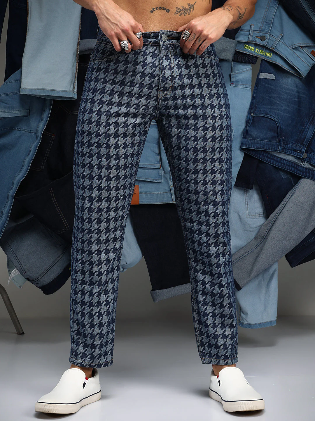 Houndstooth Denim Jeans - Image 2
