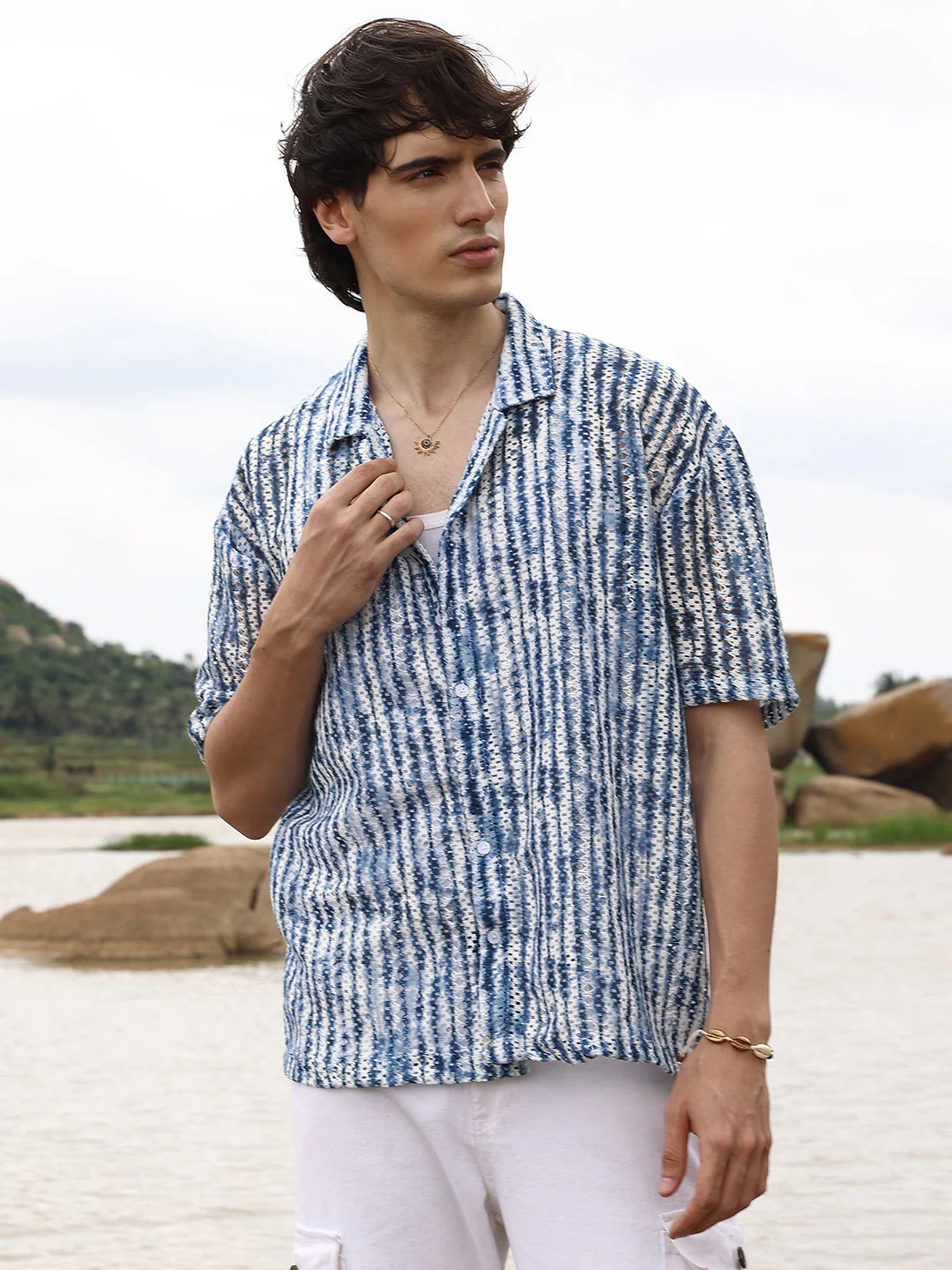 Ombre-Striped Oversized Shirt - Image 2