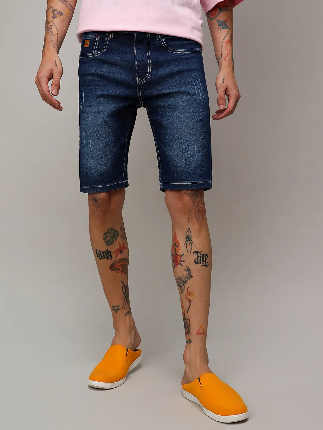 Minimal Distressed Denim Shorts - Image 2