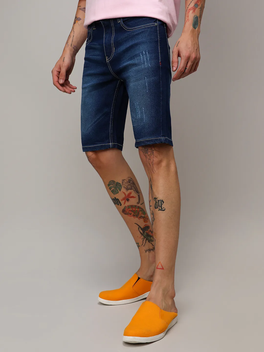 Minimal Distressed Denim Shorts - Image 3