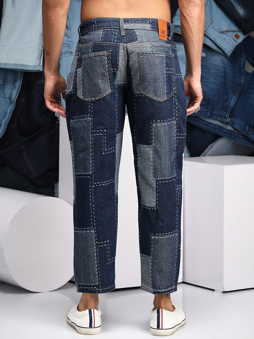 Patched Straight-Fit Denim Jeans - Image 4