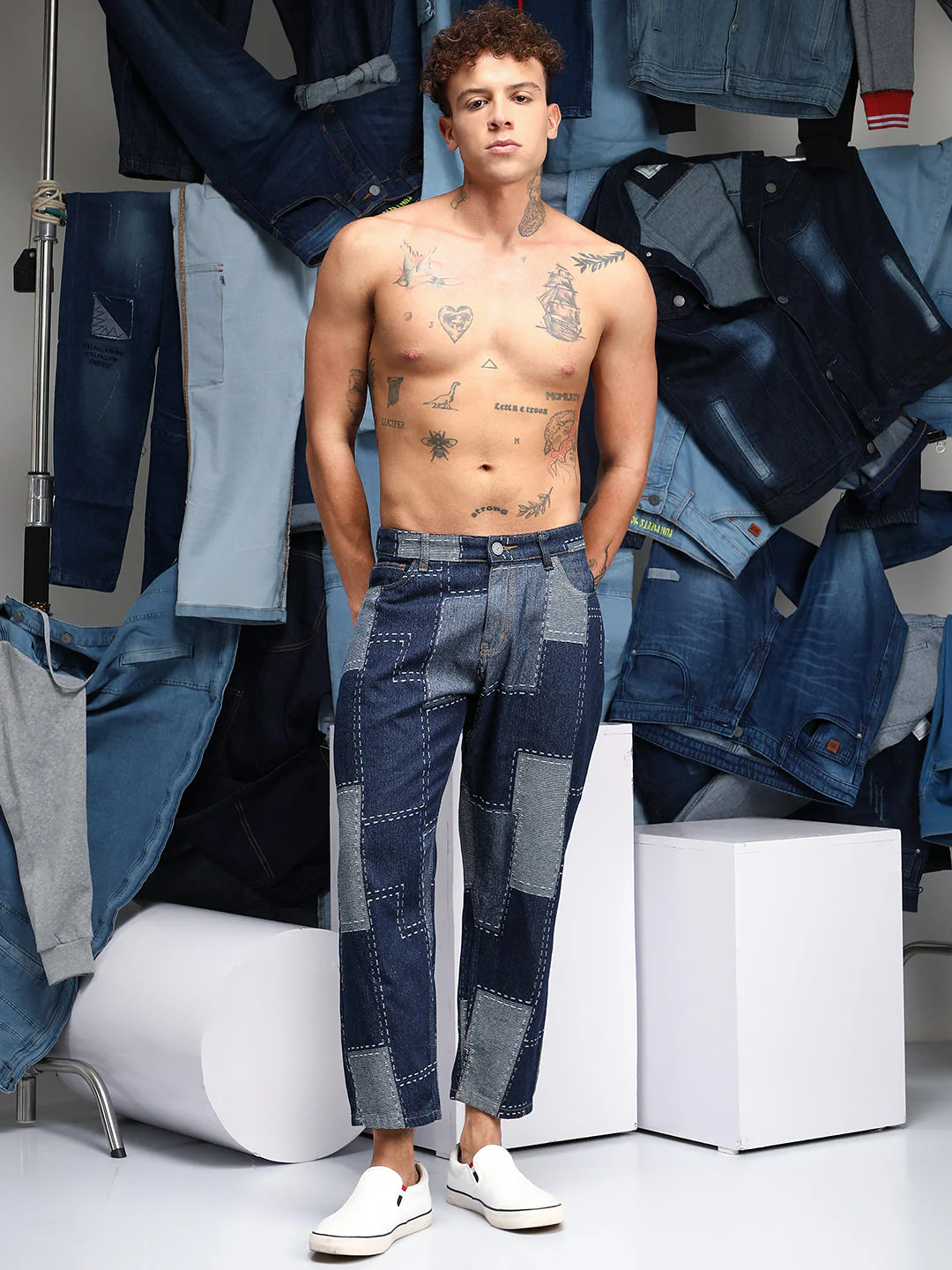 Patched Straight-Fit Denim Jeans - Image 5
