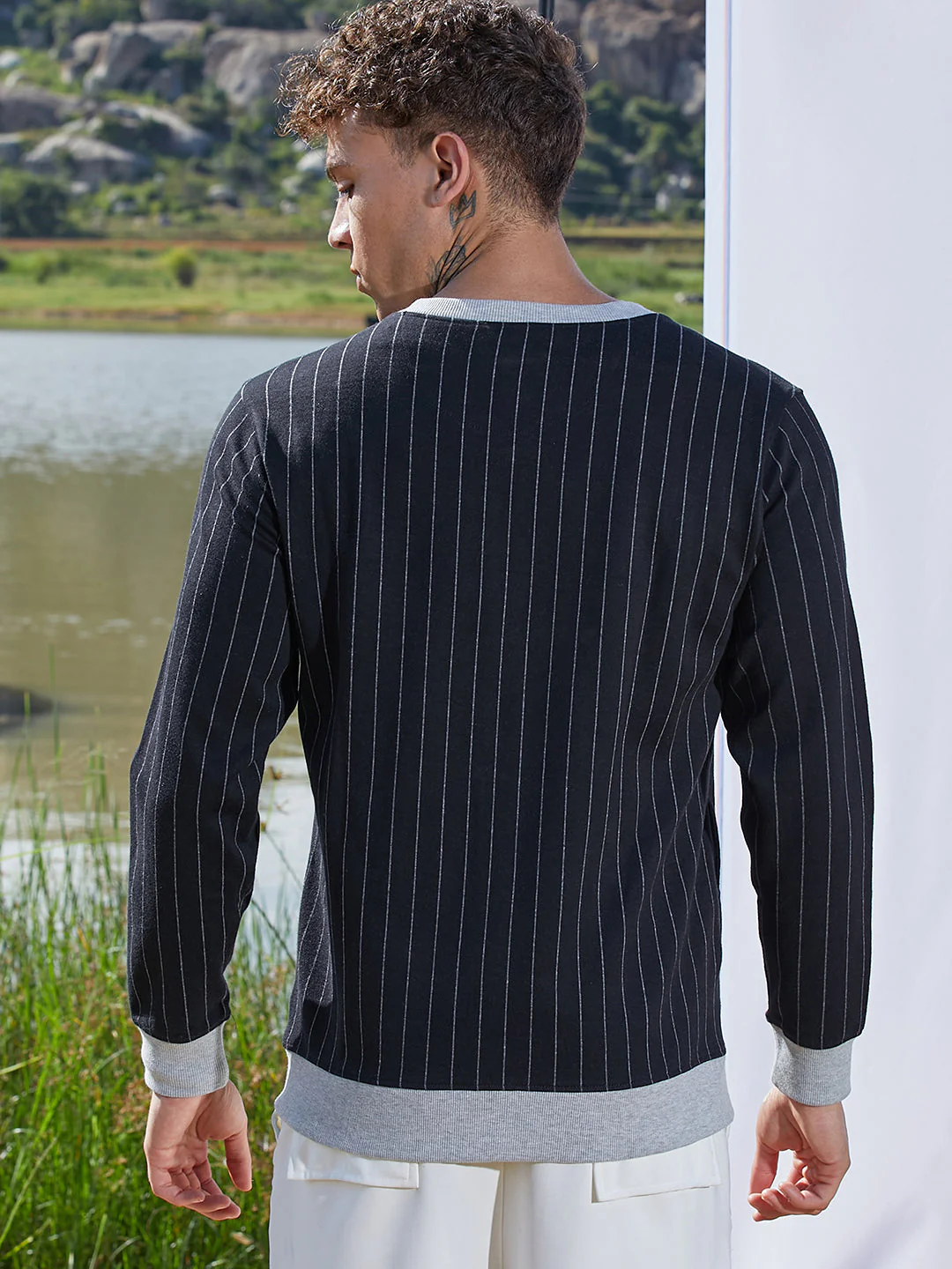 Pinstriped Jacket With Contrast Hem - Image 4