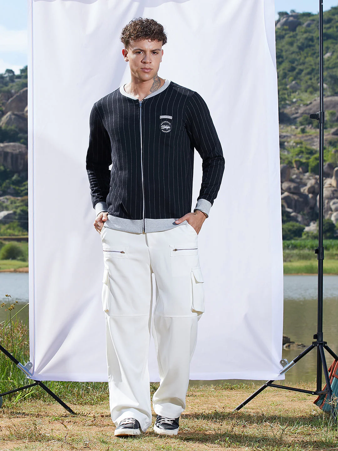 Pinstriped Jacket With Contrast Hem - Image 5